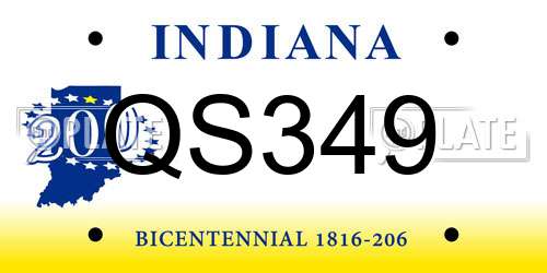 QS349 Indiana License Plate