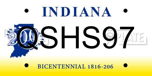 QSHS97 Indiana License Plate