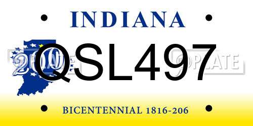 QSL497 Indiana License Plate