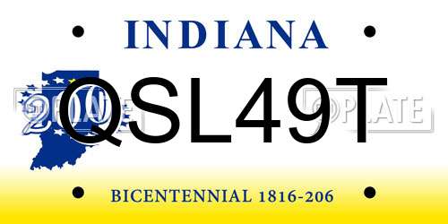 QSL49T Indiana License Plate