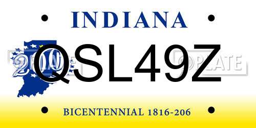 QSL49Z Indiana License Plate