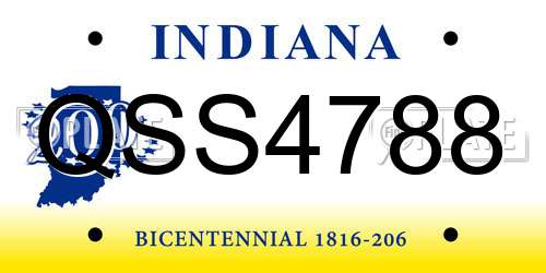 QSS4788 Indiana License Plate