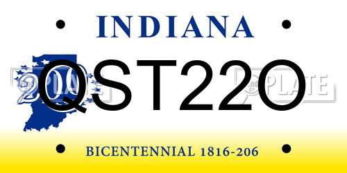 QST22O Indiana License Plate