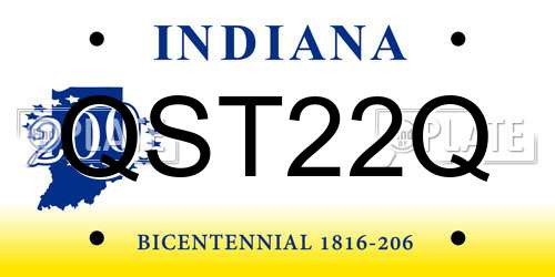QST22Q Indiana License Plate