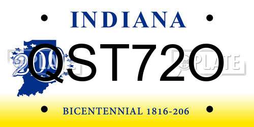 QST72O Indiana License Plate