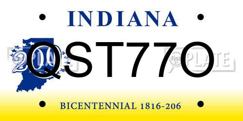 QST77O Indiana License Plate