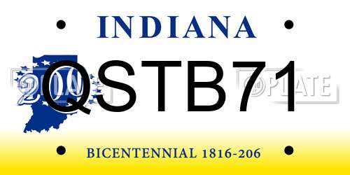 QSTB71 Indiana License Plate