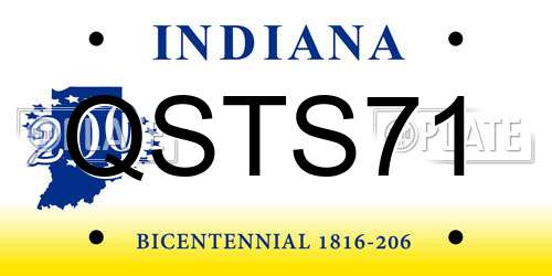 QSTS71 Indiana License Plate