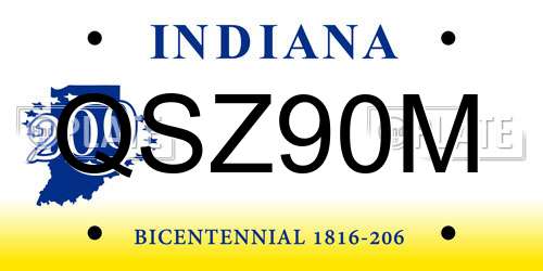 QSZ90M Indiana License Plate