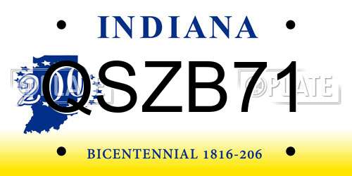 QSZB71 Indiana License Plate