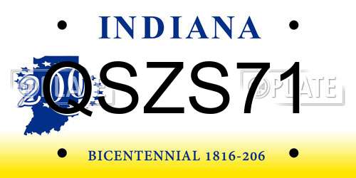 QSZS71 Indiana License Plate