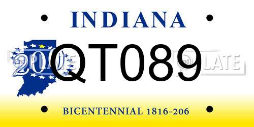 QT089 Indiana License Plate