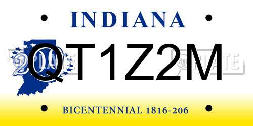 QT1Z2M Indiana License Plate