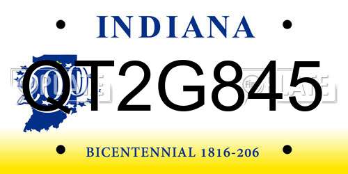 QT2G845 Indiana License Plate