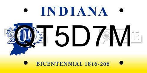 QT5D7M Indiana License Plate