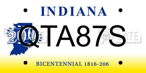 QTA87S Indiana License Plate
