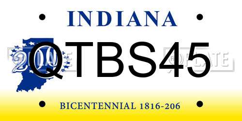 QTBS45 Indiana License Plate
