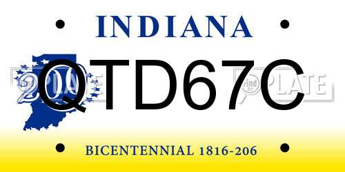 QTD67C Indiana License Plate
