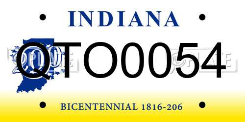 QTO0054 Indiana License Plate