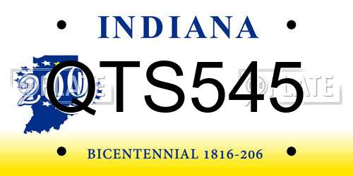 QTS545 Indiana License Plate