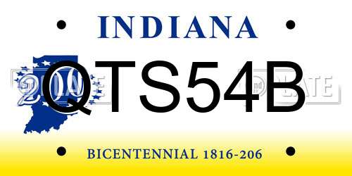QTS54B Indiana License Plate