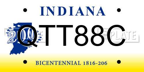 QTT88C Indiana License Plate