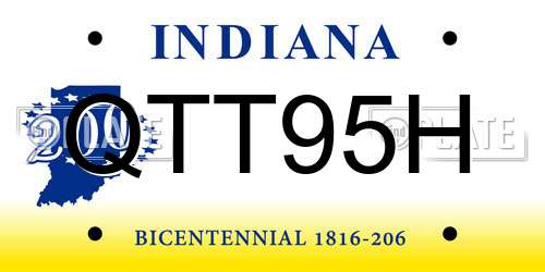 QTT95H Indiana License Plate
