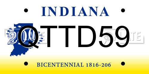 QTTD59 Indiana License Plate