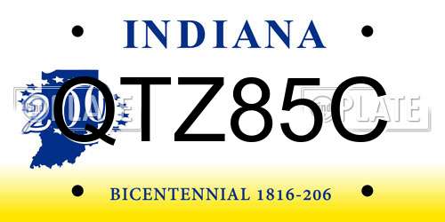 QTZ85C Indiana License Plate