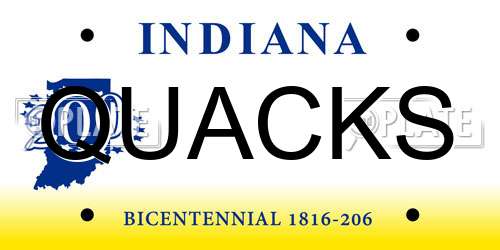 QUACKS Indiana License Plate