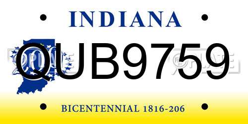 QUB9759 Indiana License Plate