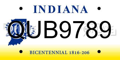 QUB9789 Indiana License Plate