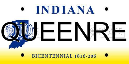 QUEENRE Indiana License Plate