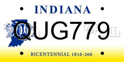 QUG779 Indiana License Plate