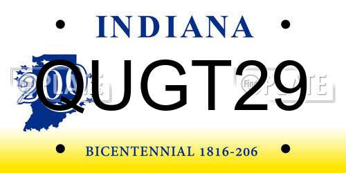 QUGT29 Indiana License Plate