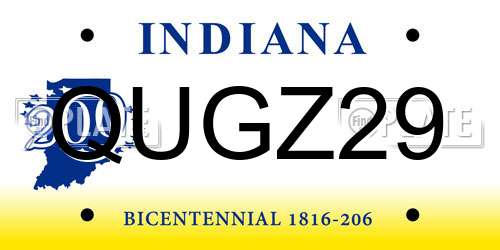 QUGZ29 Indiana License Plate