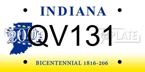 QV131 Indiana License Plate