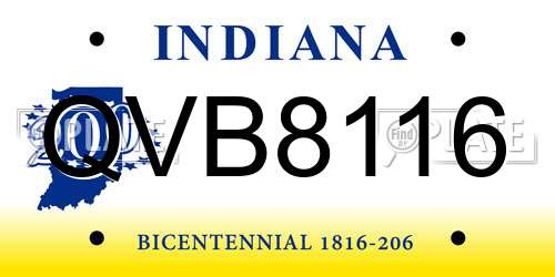 QVB8116 Indiana License Plate