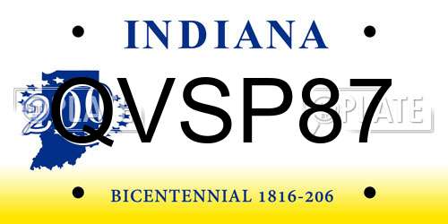 QVSP87 Indiana License Plate