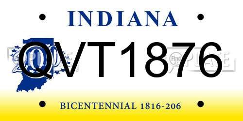 QVT1876 Indiana License Plate