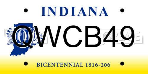 QWCB49 Indiana License Plate