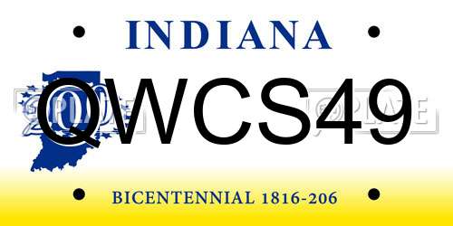QWCS49 Indiana License Plate