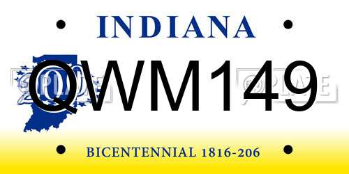 QWM149 Indiana License Plate
