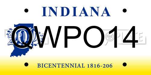 QWPO14 Indiana License Plate