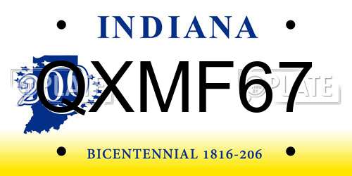 QXMF67 Indiana License Plate