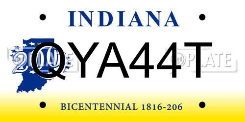 QYA44T Indiana License Plate