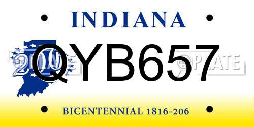 QYB657 Indiana License Plate