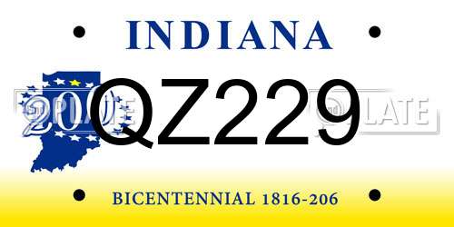QZ229 Indiana License Plate