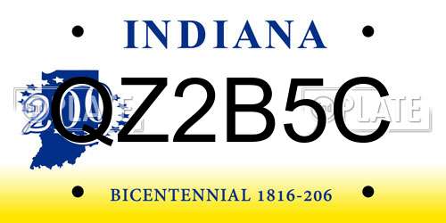 QZ2B5C Indiana License Plate