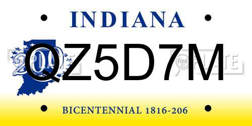 QZ5D7M Indiana License Plate